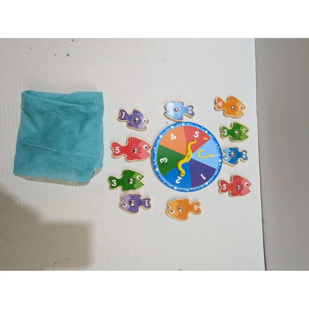 Melissa and Doug Magnetic Wooden Fishing Game Replacement Pieces 10 Fish Spinner